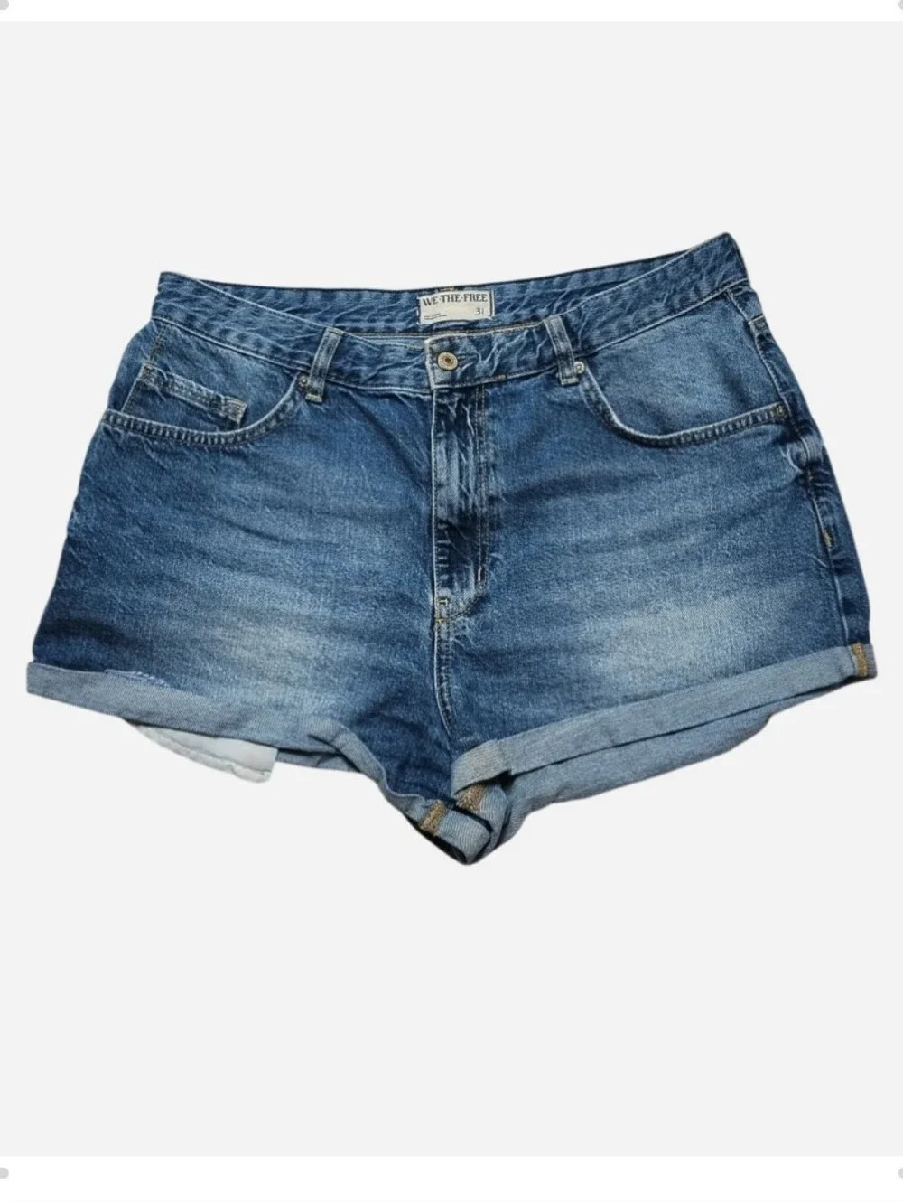 Free People We The Free Yours Truly Mid-Rise Cuffed Jean Shorts Women's 31 (34